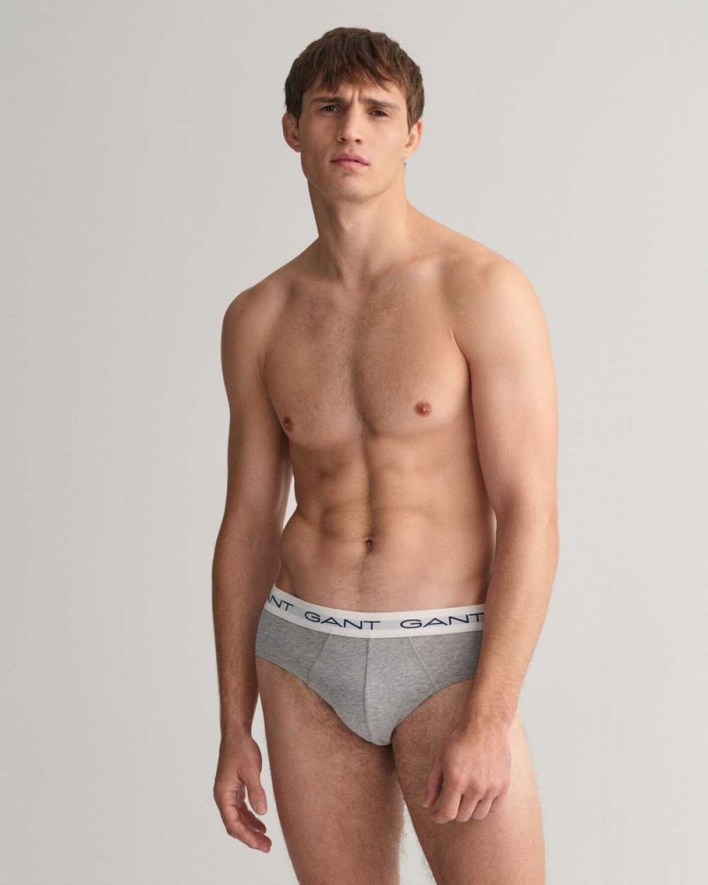 Gant 3-Pack Briefs Men's Trunks Grey Melange | AJYNS-3016