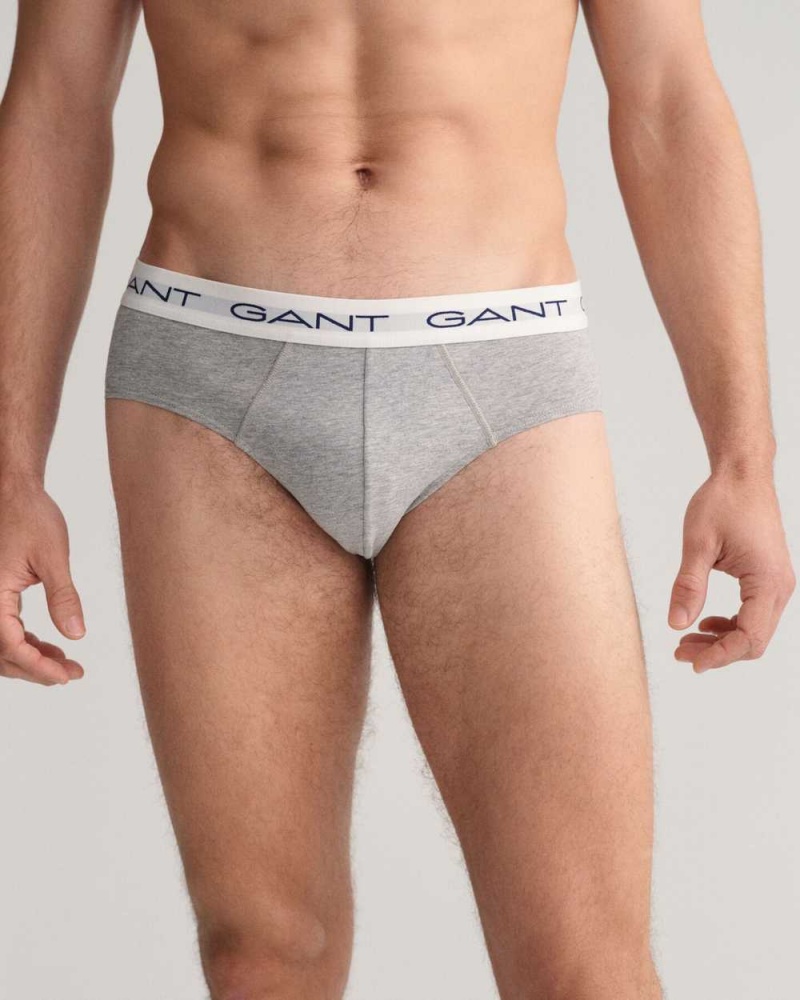 Gant 3-Pack Briefs Men's Trunks Grey Melange | AJYNS-3016