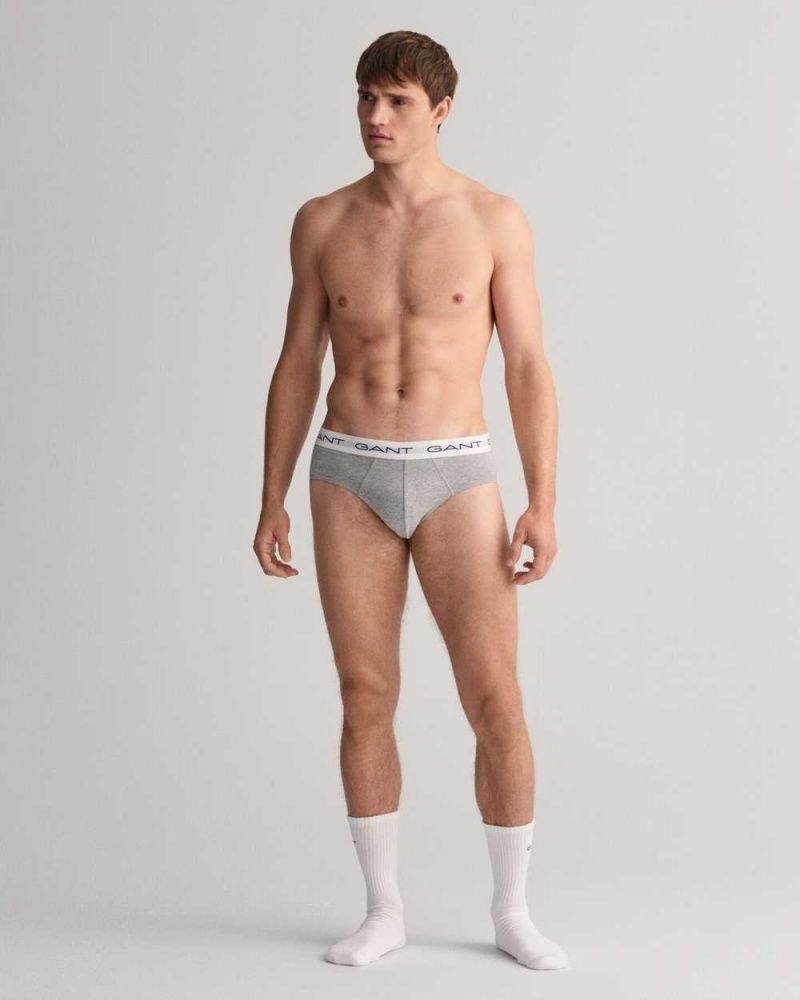 Gant 3-Pack Briefs Men's Trunks Grey Melange | AJYNS-3016