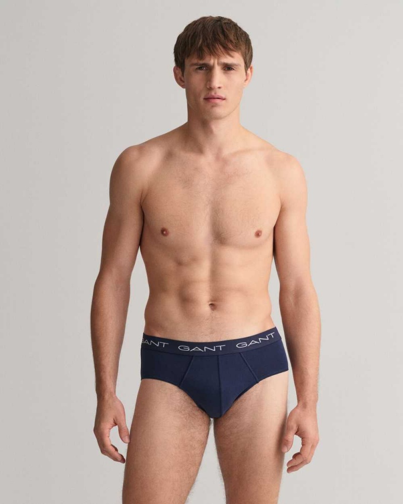 Gant 3-Pack Briefs Men's Trunks Navy | TRPCX-4359