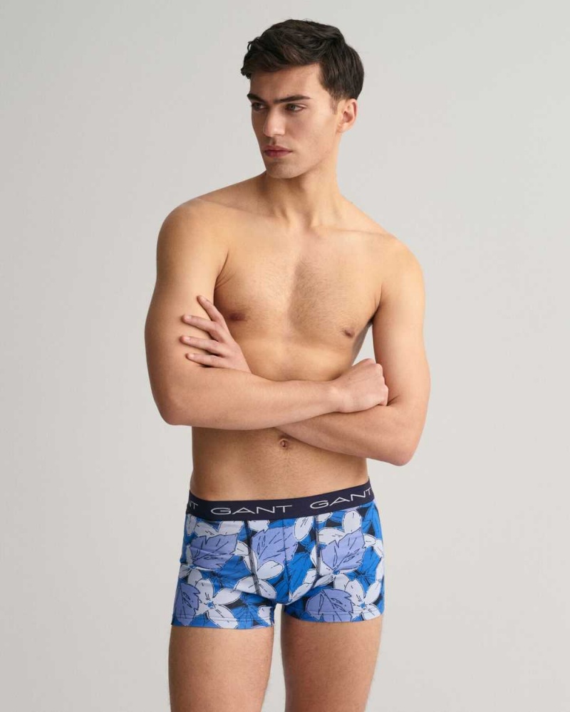 Gant 3-Pack Floral Print Men's Trunks Evening Blue | HPGXJ-0796