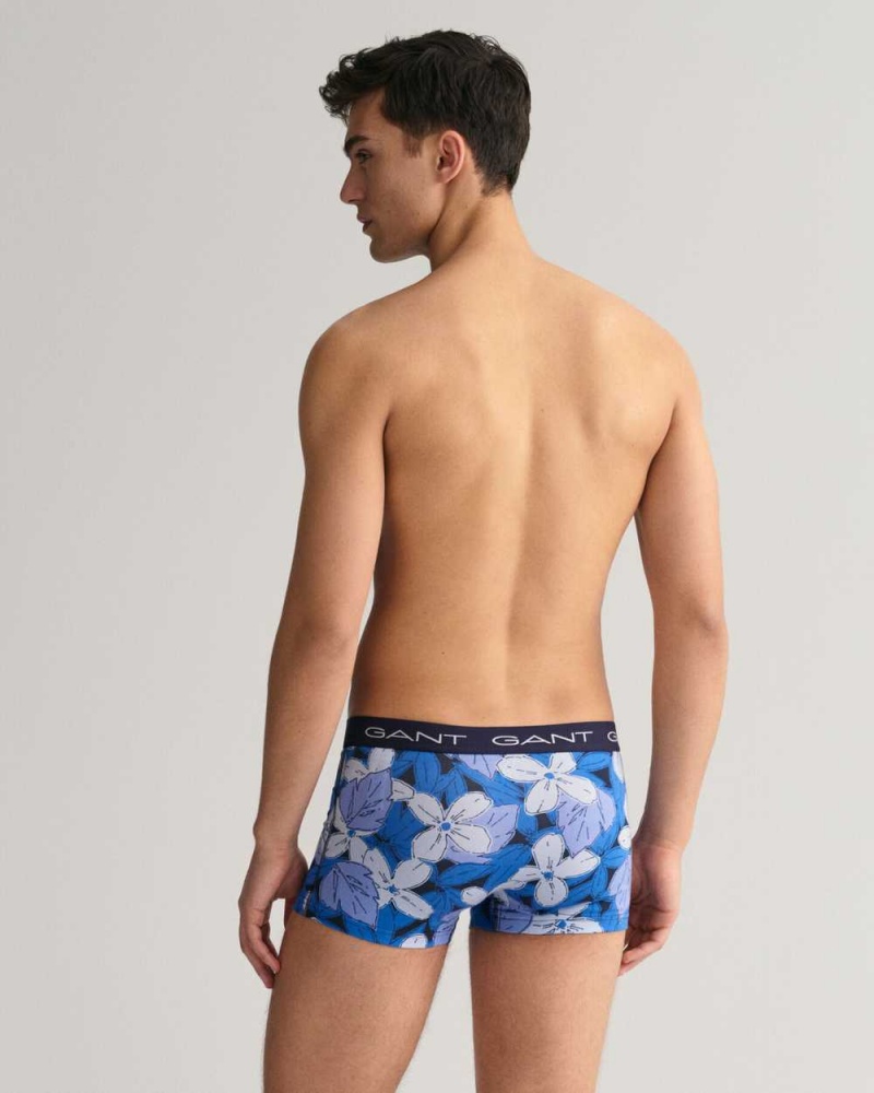 Gant 3-Pack Floral Print Men's Trunks Evening Blue | HPGXJ-0796