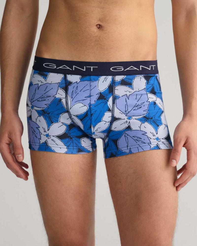 Gant 3-Pack Floral Print Men's Trunks Evening Blue | HPGXJ-0796