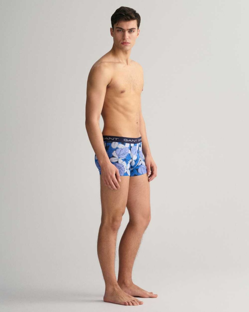 Gant 3-Pack Floral Print Men's Trunks Evening Blue | HPGXJ-0796