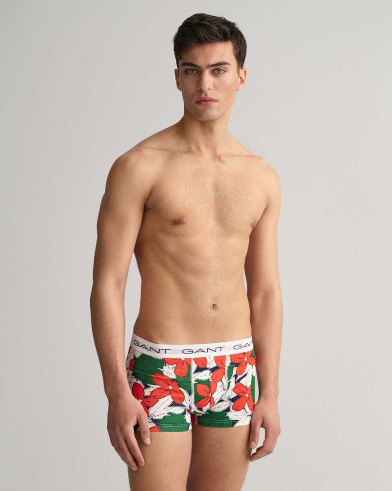 Gant 3-Pack Floral Print Men's Trunks Lavish Green | DPQZF-0638