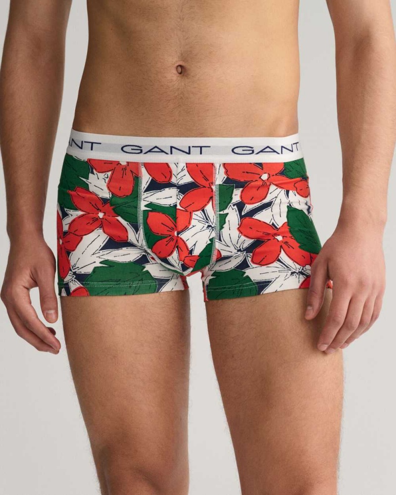 Gant 3-Pack Floral Print Men's Trunks Lavish Green | DPQZF-0638