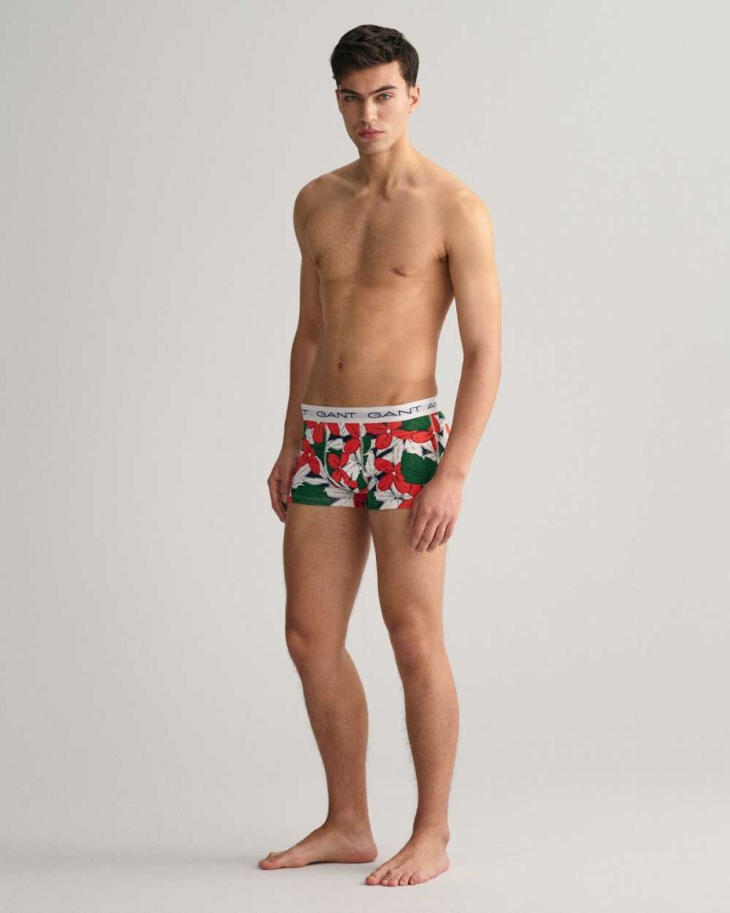 Gant 3-Pack Floral Print Men's Trunks Lavish Green | DPQZF-0638