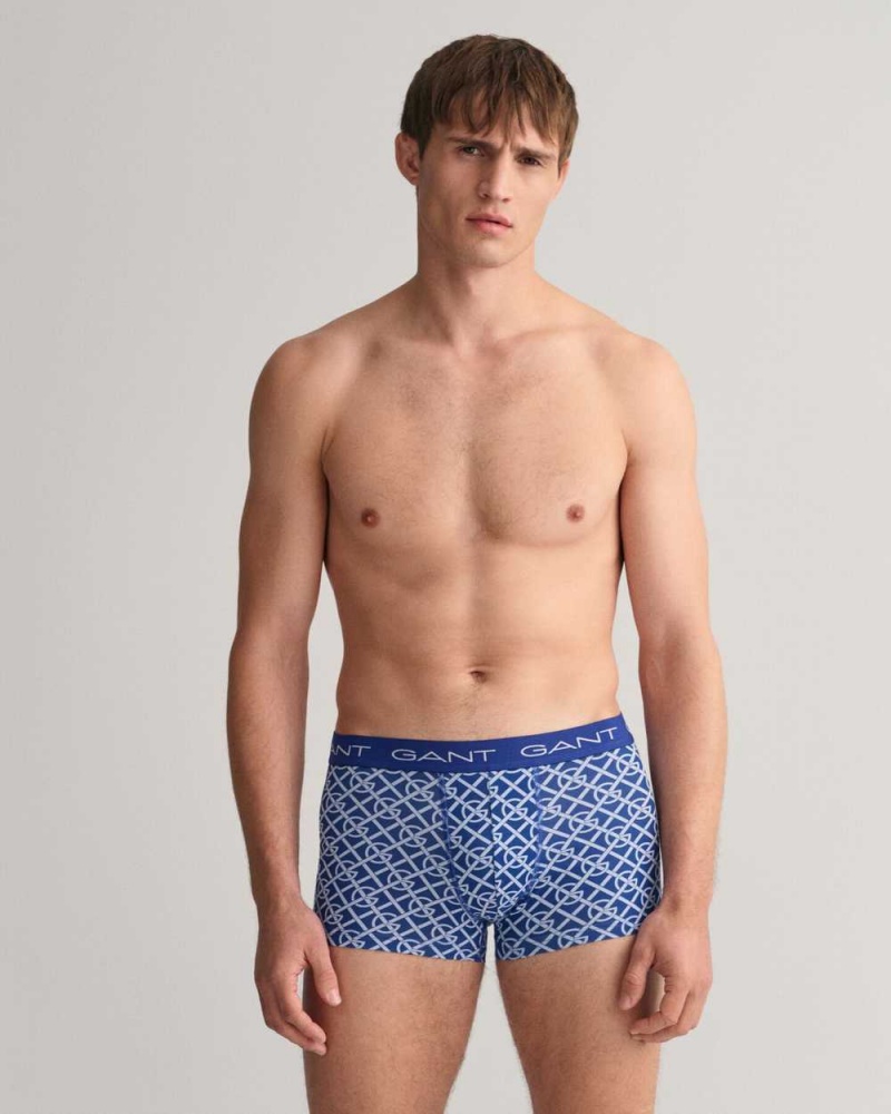 Gant 3-Pack G Patterned Men's Trunks College Blue | CZHTW-1206