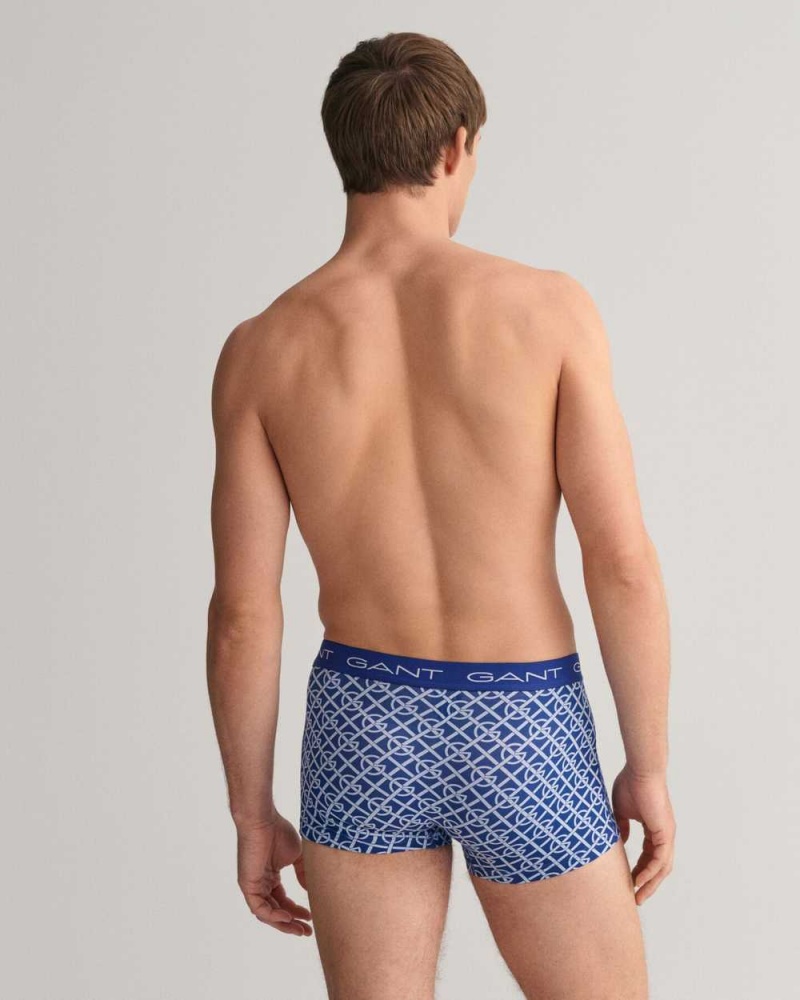 Gant 3-Pack G Patterned Men's Trunks College Blue | CZHTW-1206