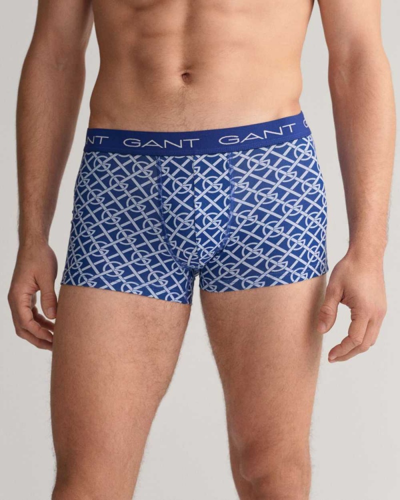 Gant 3-Pack G Patterned Men's Trunks College Blue | CZHTW-1206