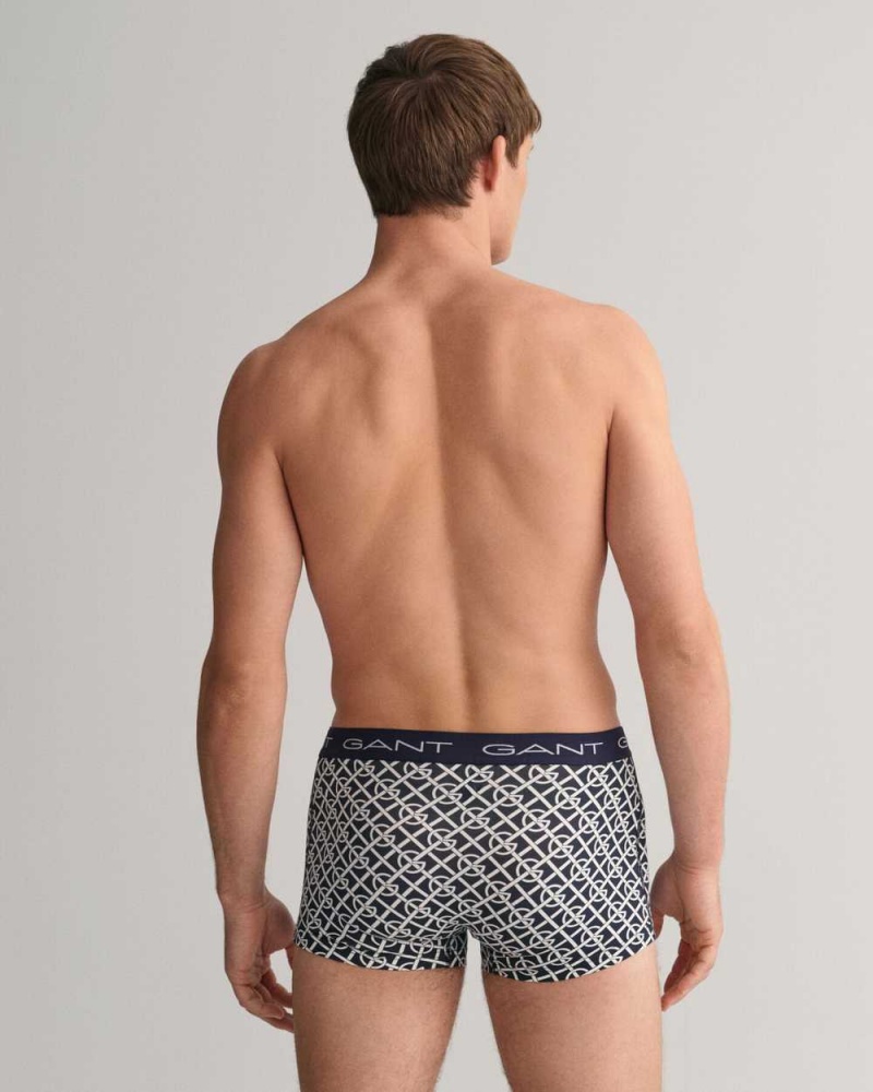 Gant 3-Pack G Patterned Men's Trunks Evening Blue | OVQKZ-9825