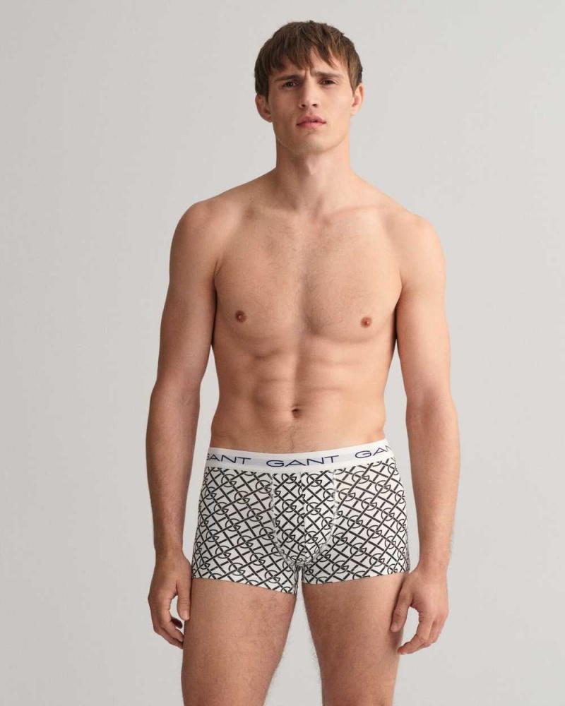 Gant 3-Pack G Patterned Men's Trunks White | CBGSR-1439