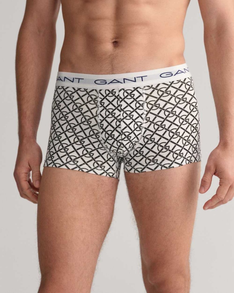 Gant 3-Pack G Patterned Men's Trunks White | CBGSR-1439