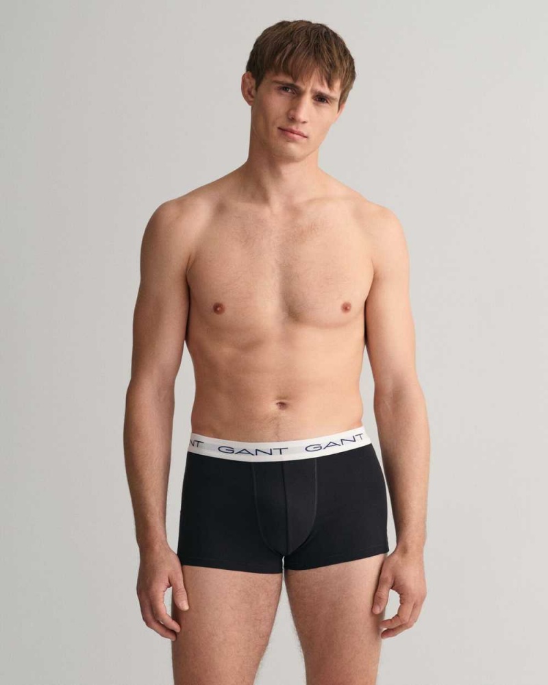 Gant 3-Pack Men's Trunks Black White | TOKLH-9740