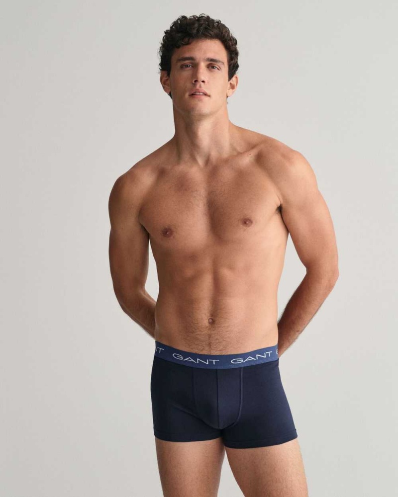 Gant 3-Pack Men's Trunks Evening Blue | DTXSW-7286