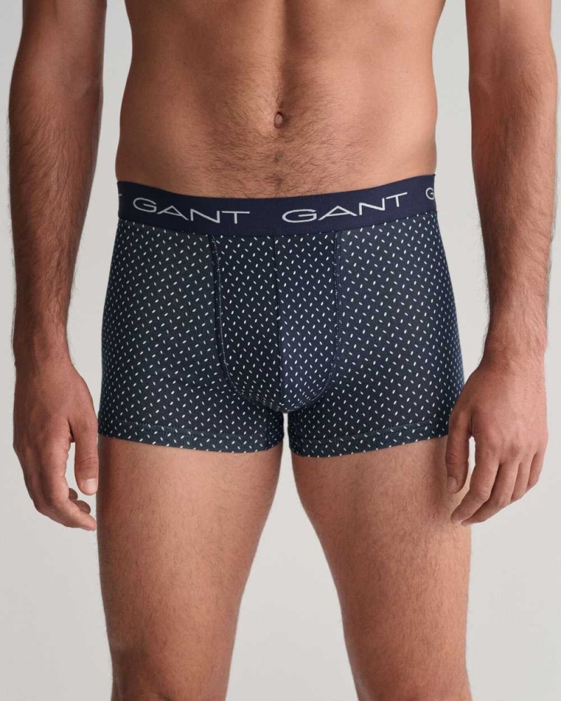 Gant 3-Pack Micro Print Gift Box Men's Trunks Evening Blue | MDWSU-2850