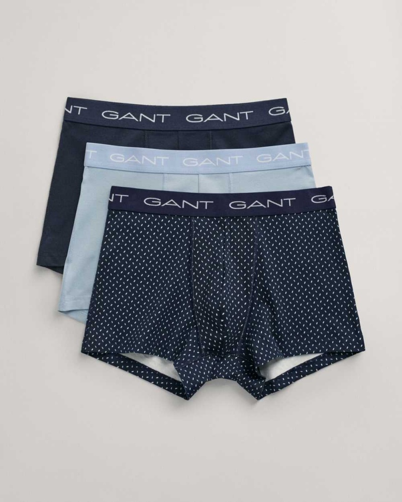 Gant 3-Pack Micro Print Gift Box Men\'s Trunks Evening Blue | MDWSU-2850