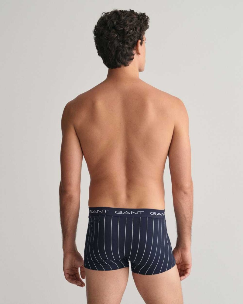 Gant 3-Pack Pinstripe Men's Trunks Evening Blue | BRNFH-8139