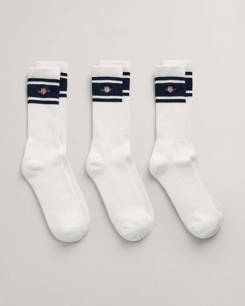 Gant 3-Pack Shield Sport Men\'s Socks White | LEVKT-5621