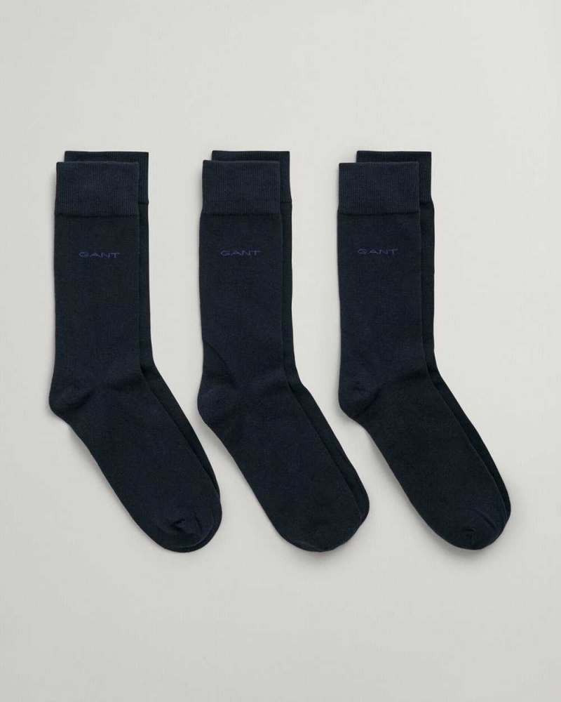 Gant 3-Pack Soft Cotton Men\'s Socks Marine | KWOXS-5098