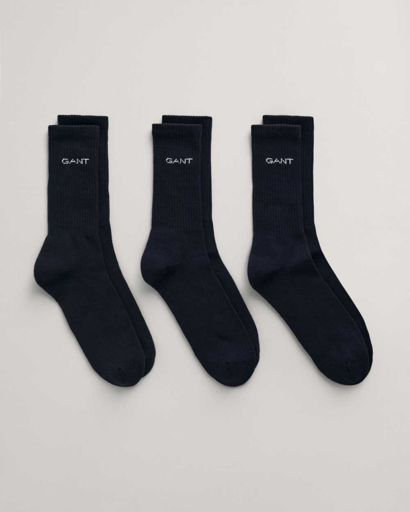 Gant 3-Pack Sport Men\'s Socks Marine | EYKNG-8175