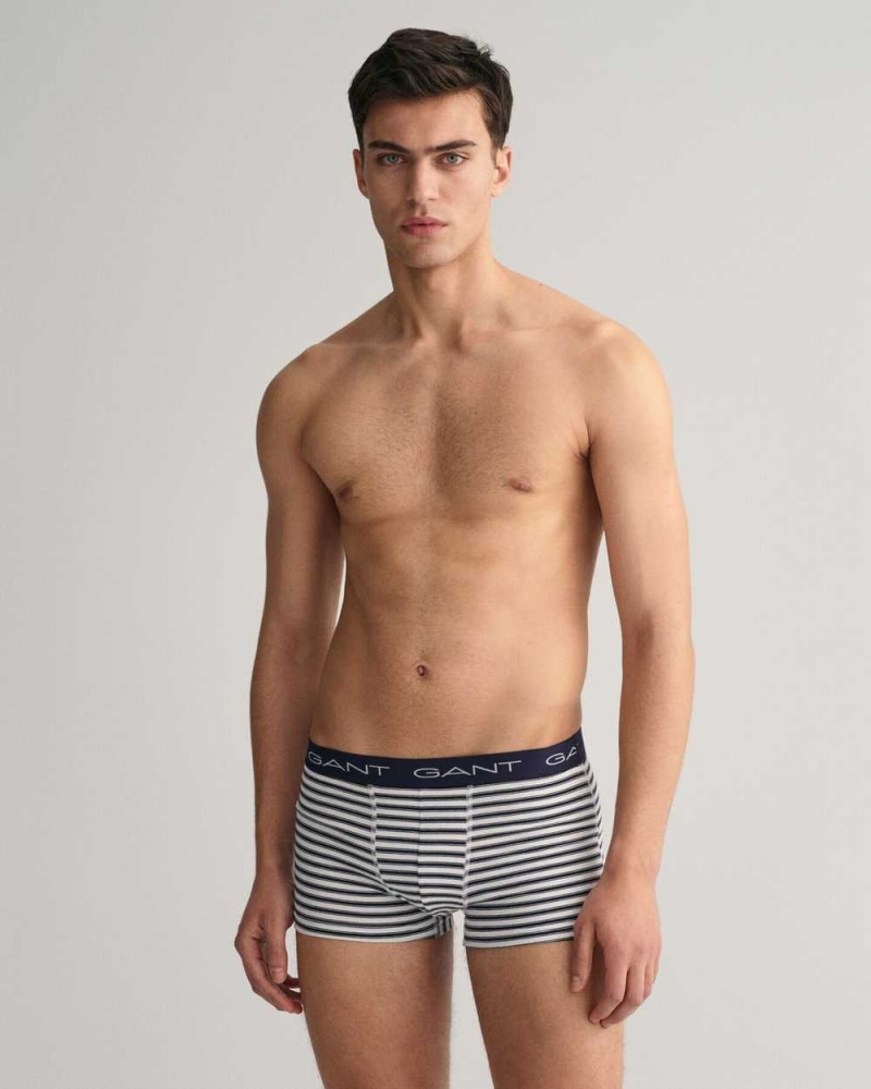 Gant 3-Pack Striped Men's Trunks Evening Blue | UDCRB-0835