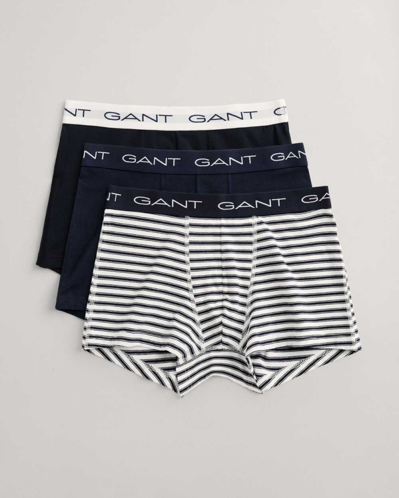 Gant 3-Pack Striped Men\'s Trunks Evening Blue | UDCRB-0835