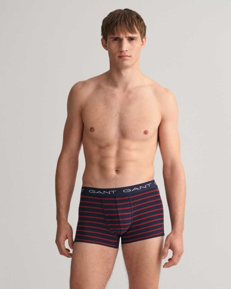 Gant 3-Pack Striped Men's Trunks Evening Blue | EZTOC-3980