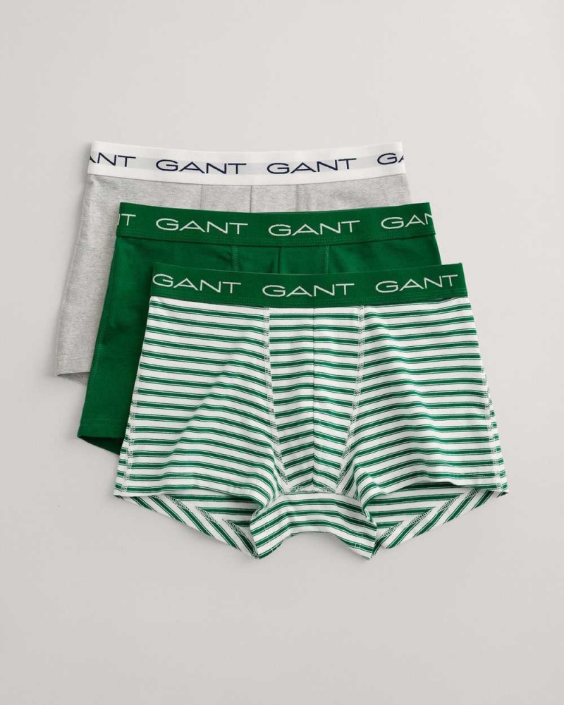 Gant 3-Pack Striped Men\'s Trunks Lavish Green | AZSJR-9032