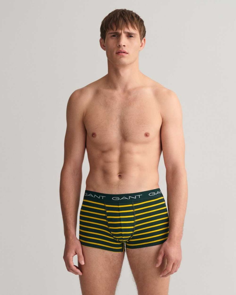 Gant 3-Pack Striped Men's Trunks Tartan Green | IAOMH-2893