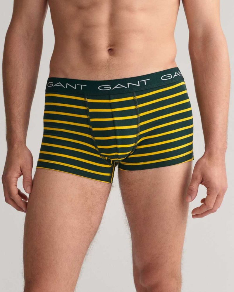 Gant 3-Pack Striped Men's Trunks Tartan Green | IAOMH-2893