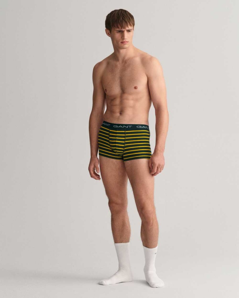 Gant 3-Pack Striped Men's Trunks Tartan Green | IAOMH-2893