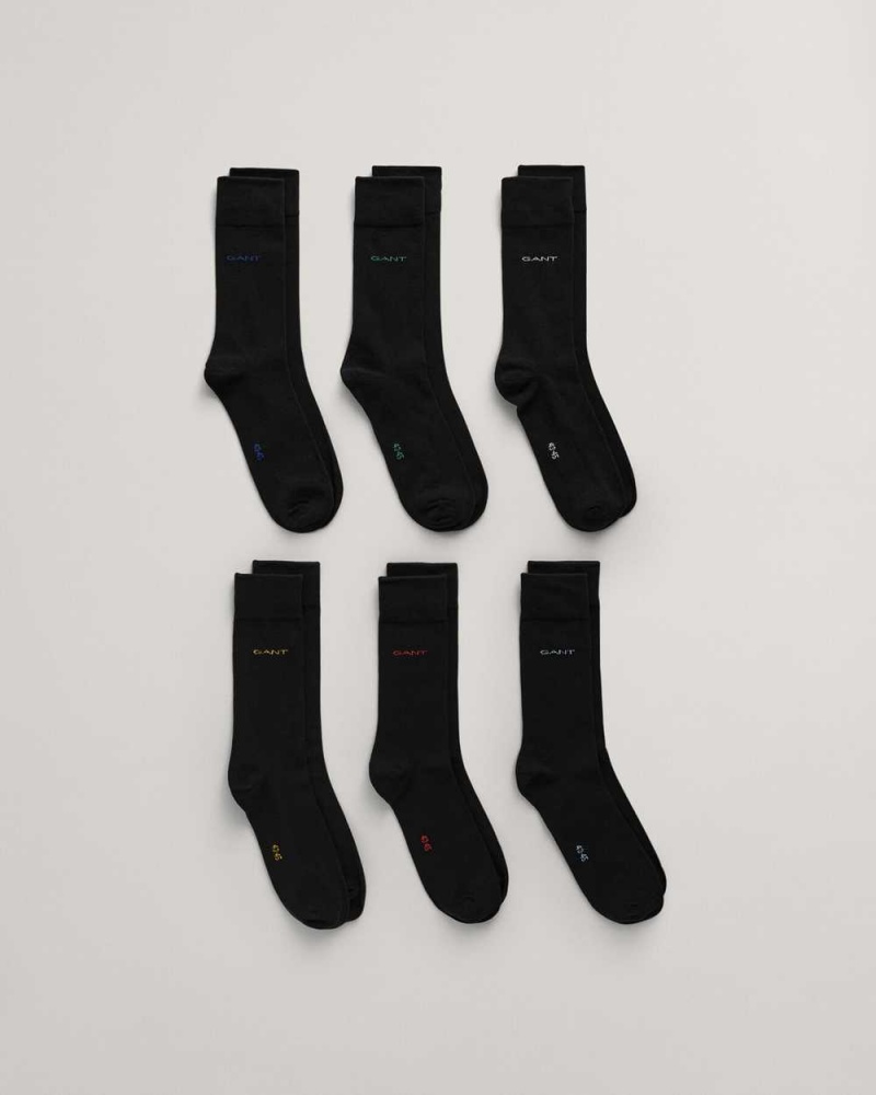 Gant 6-Pack Soft Cotton Men\'s Socks Black | SWOTQ-3498