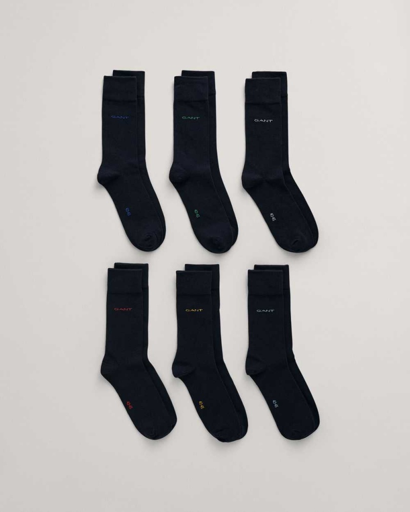 Gant 6-Pack Soft Cotton Men\'s Socks Marine | JIBVR-1083