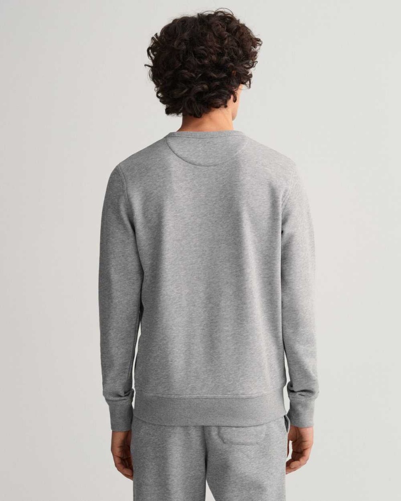 Gant Archive Shield Crew Neck Men's Sweatshirts Grey Melange | TBSRV-9407