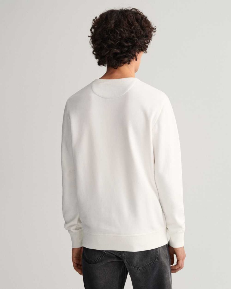 Gant Archive Shield Crew Neck Men's Sweatshirts Beige White | VPLDT-6431