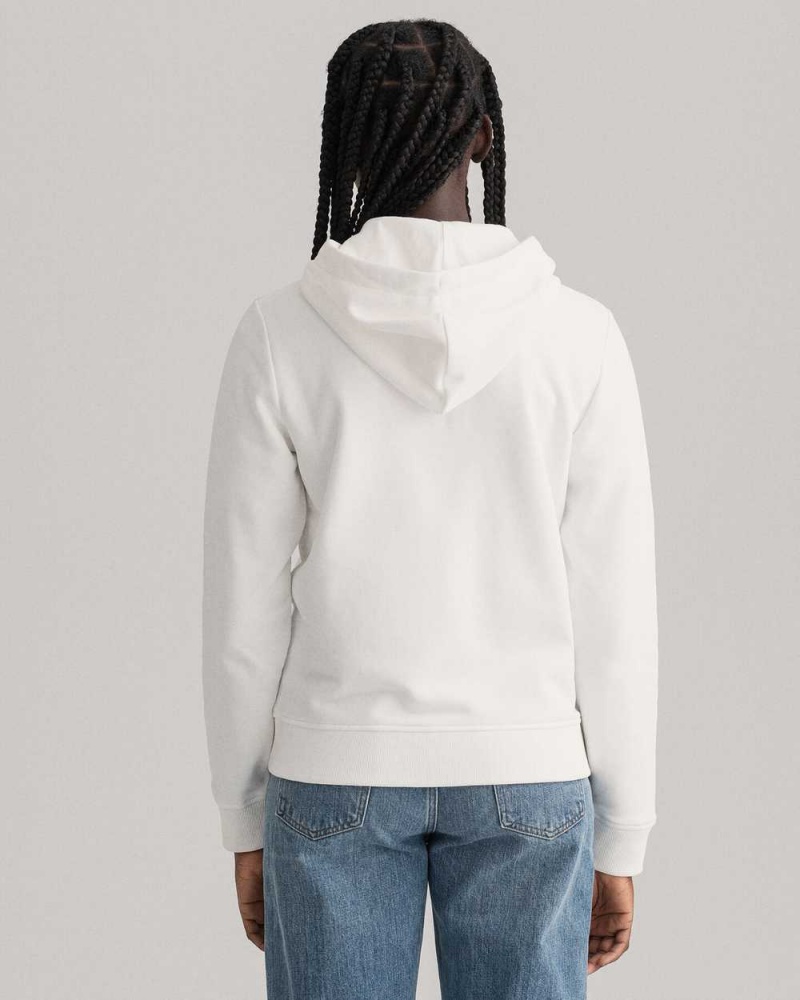 Gant Archive Shield Full-Zip Women's Hoodie Beige White | KZNIJ-1795