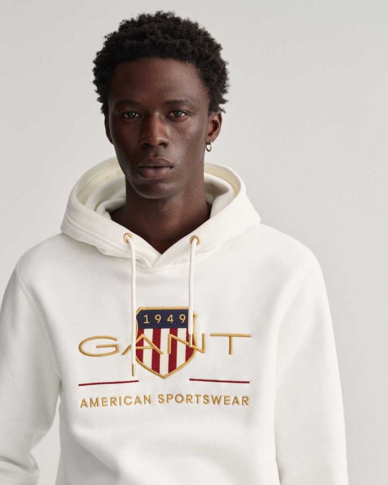 Gant Archive Shield Men's Hoodie Beige White | BFJMT-2741