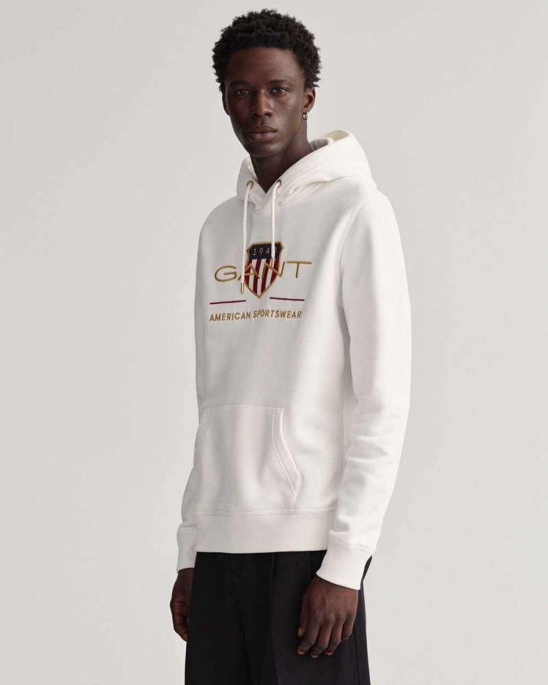 Gant Archive Shield Men's Hoodie Beige White | BFJMT-2741