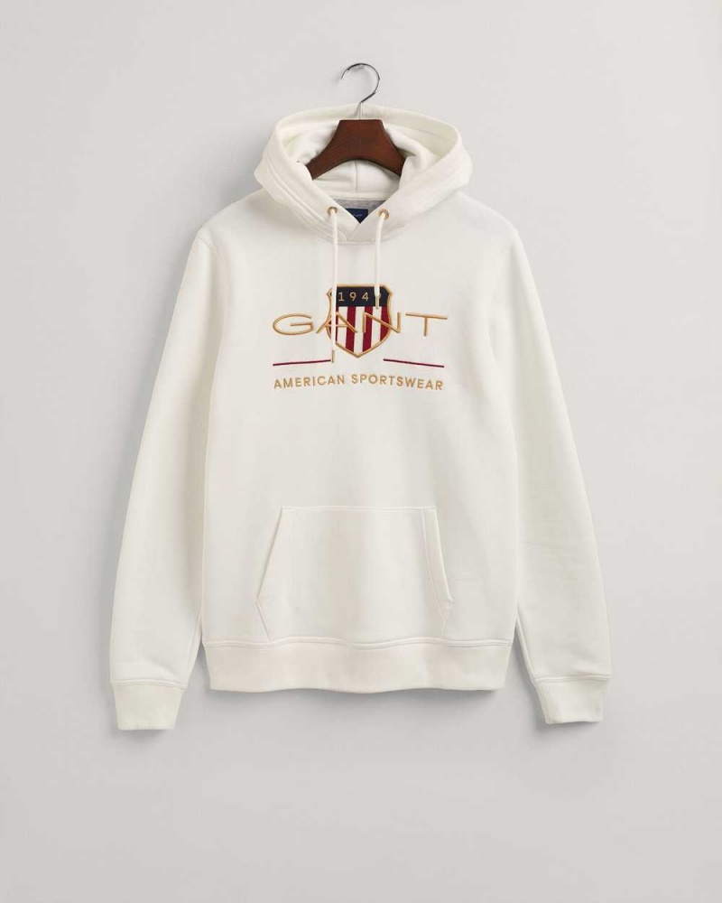 Gant Archive Shield Men's Hoodie Beige White | BFJMT-2741