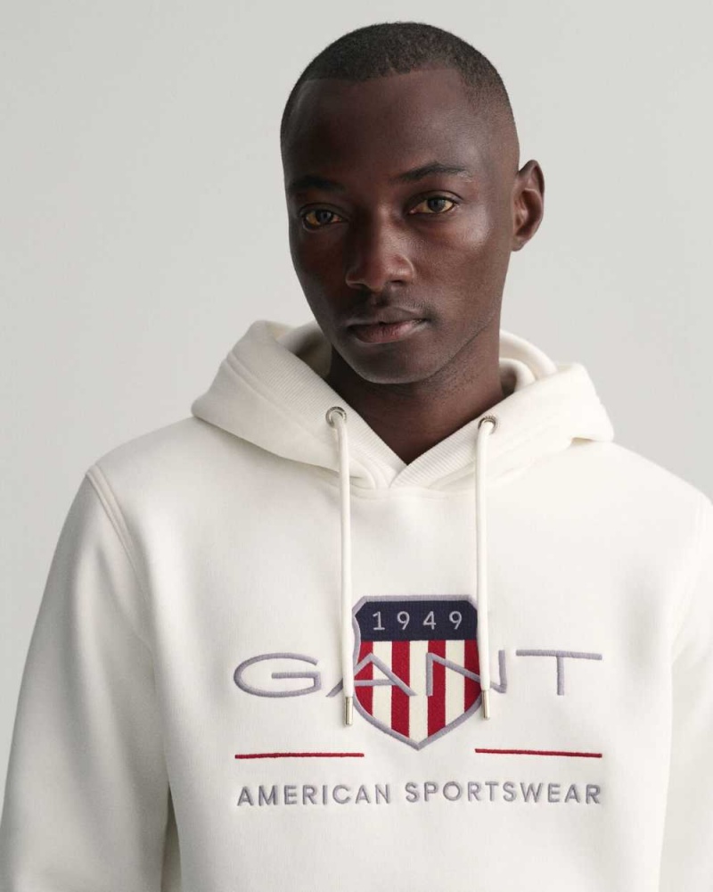 Gant Archive Shield Men's Hoodie Beige White | XBTLH-2795