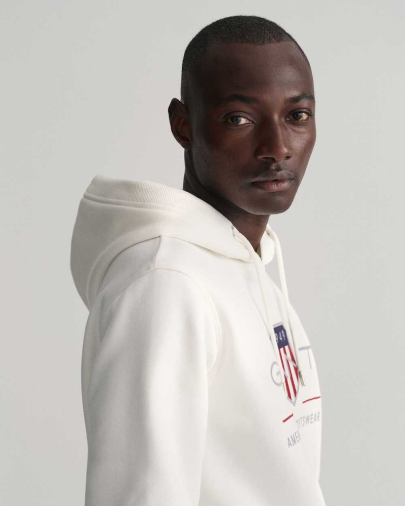 Gant Archive Shield Men's Hoodie Beige White | XBTLH-2795