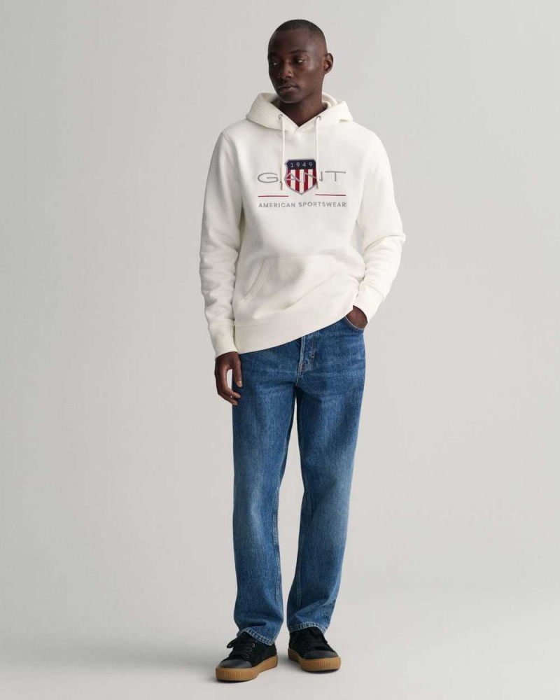 Gant Archive Shield Men's Hoodie Beige White | XBTLH-2795