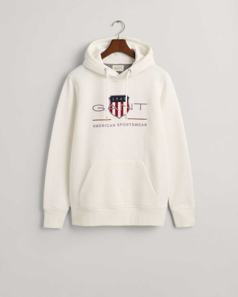 Gant Archive Shield Men's Hoodie Beige White | XBTLH-2795