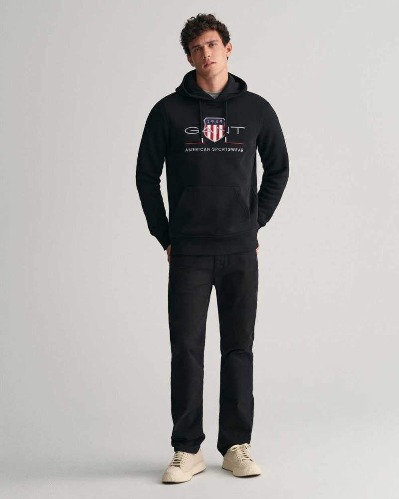 Gant Archive Shield Men's Hoodie Black | VQFHE-6293