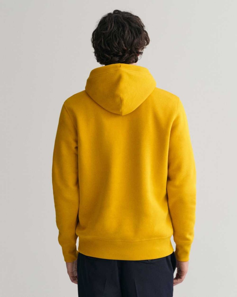 Gant Archive Shield Men's Hoodie Dark Mustard Yellow | FOGXE-2745