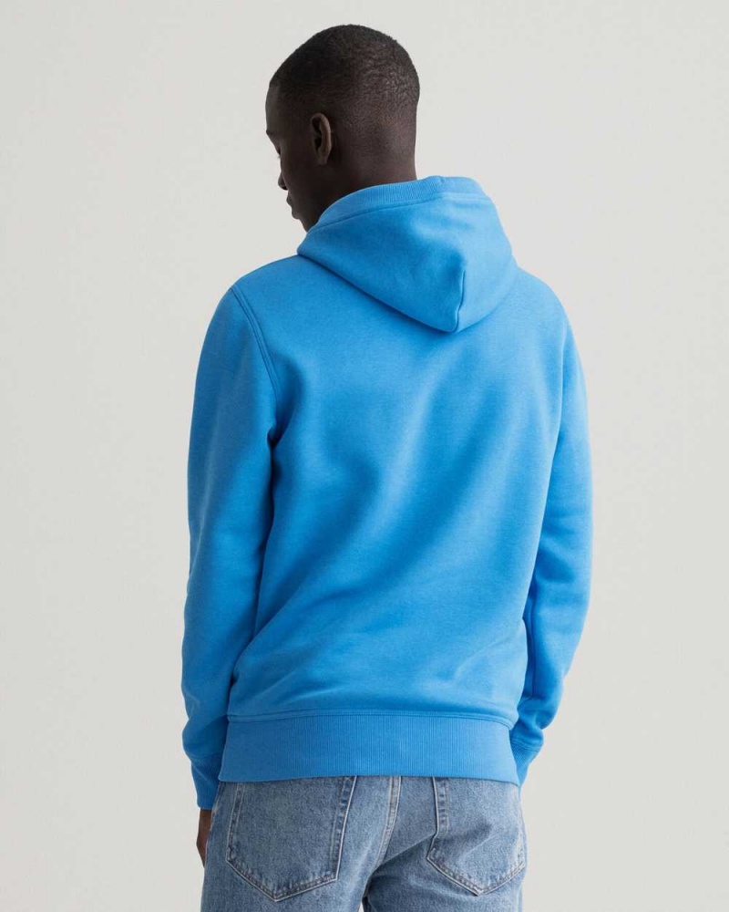 Gant Archive Shield Men's Hoodie Day Blue | CRXWL-4295