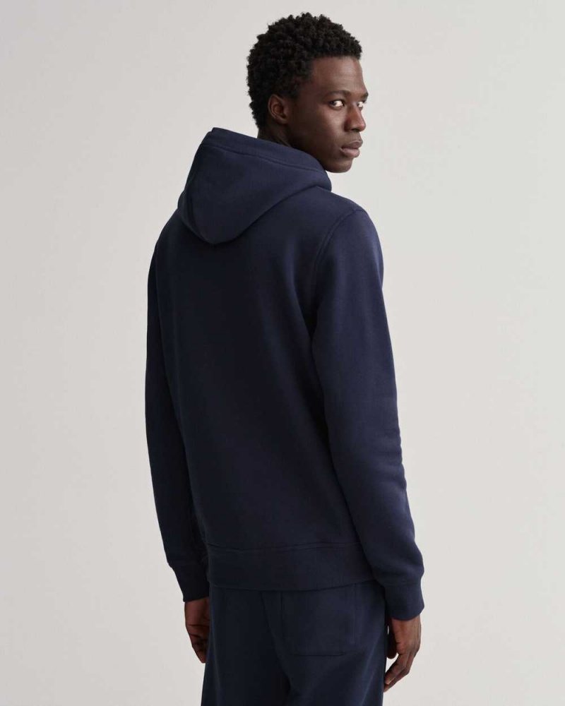 Gant Archive Shield Men's Hoodie Evening Blue | QFAWY-9573