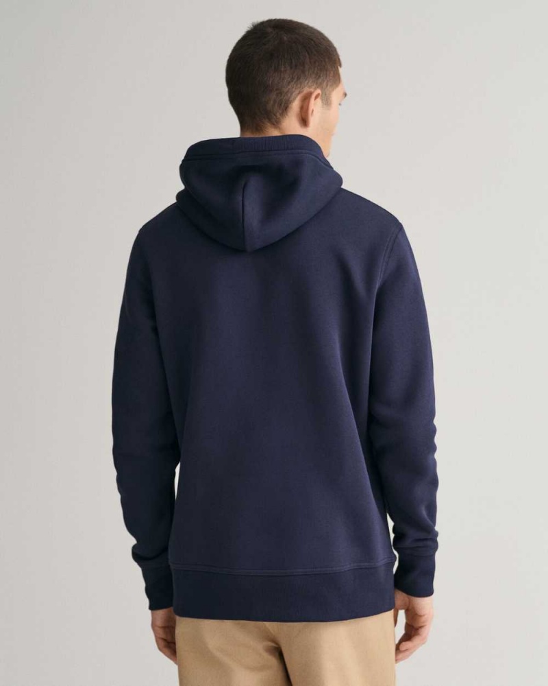 Gant Archive Shield Men's Hoodie Evening Blue | COJLA-7984