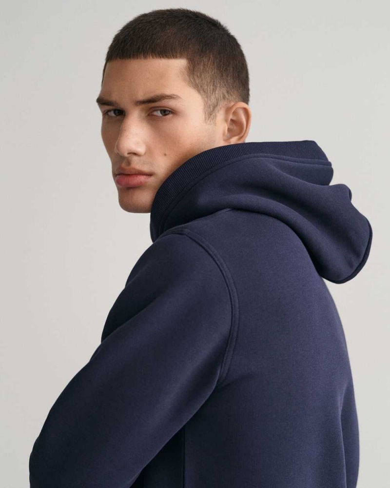 Gant Archive Shield Men's Hoodie Evening Blue | COJLA-7984